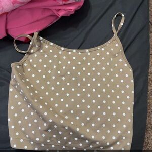 Buckle Tan Polka Dot Cami Tank with White Dots
